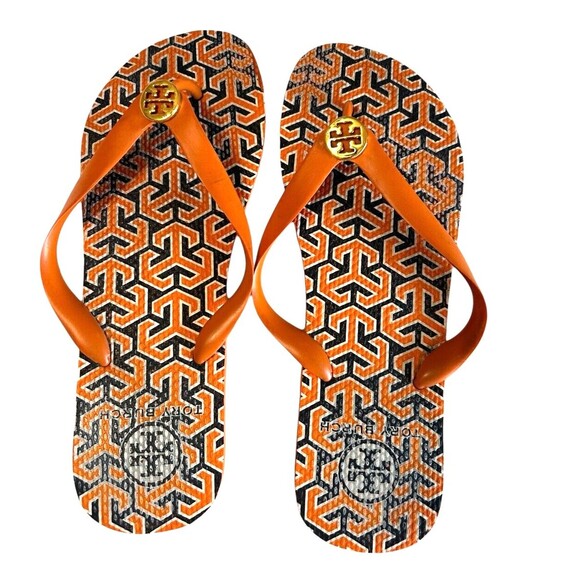 Tory Burch Womens Flipflop Thong Flat Orange Sandals Size 7 /7.5 - Picture 4 of 10